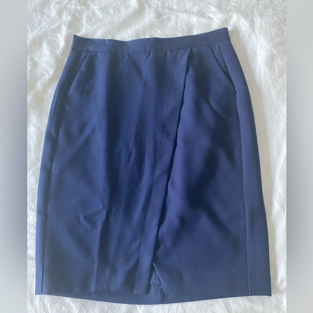 Navy Wrap Pencil Skirt